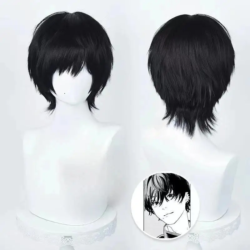 Tech Accessories For Men - 애니메이션 코스프레 가발 35cm 짧은 검정색