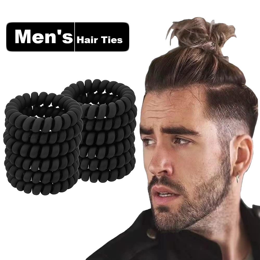 Tech Accessories For Men - 검은 나선형 헤어 넥타이 매트 탄성