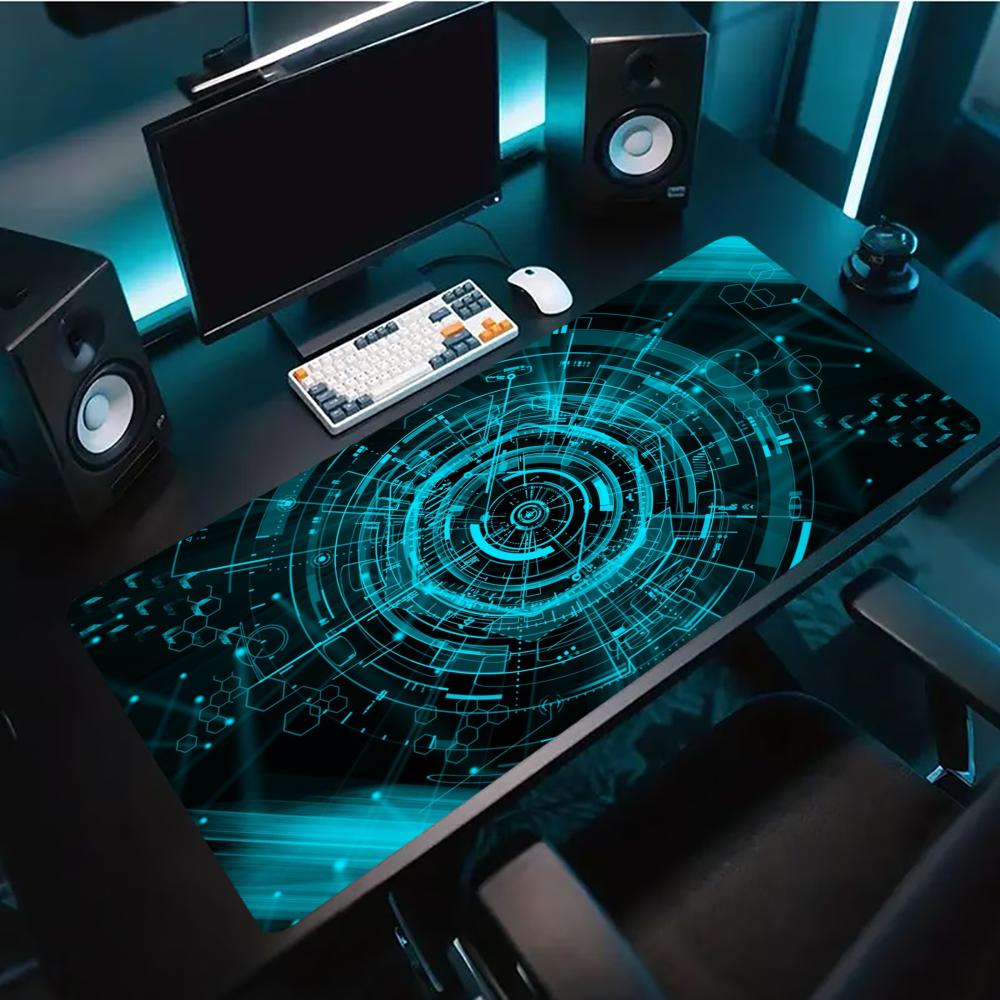 Tech Accessories For Home Office - 블루 테크 회로 사이버 패턴 대형