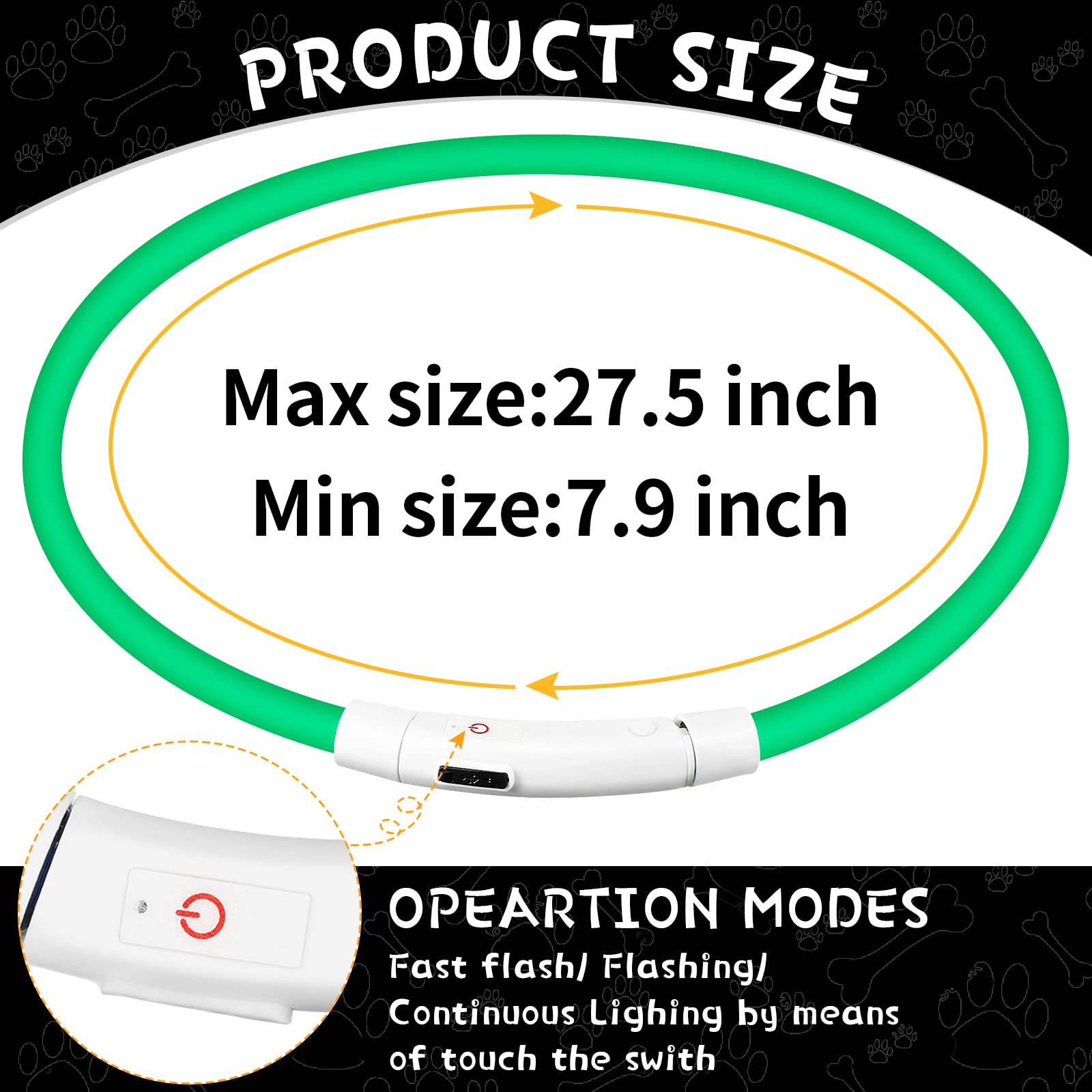 실리콘 LED 개 목걸이 충전식 4가지 작동 모드 가볍 - Tech Dog Accessories 리뷰 및 가격